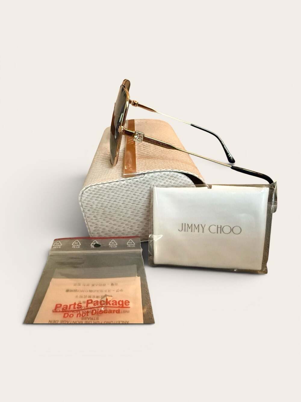 Jimmy Choo LILI/S Sunglasses Black Gold Square Frame Grey Lens With Case NWOT - Picture 2 of 8